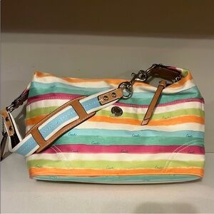 Coach Colorful Striped Shoulder Bag